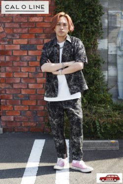 画像17: 「CAL O LINE」CATALINA SHIRT PRINT キャルオーライン カタリナシャツ プリントリップル生地 CL221-039P [ブラック]
