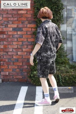 画像20: 「CAL O LINE」CATALINA SHIRT PRINT キャルオーライン カタリナシャツ プリントリップル生地 CL221-039P [ブラック]