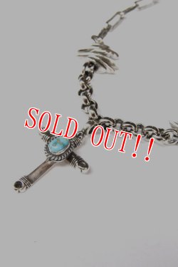 画像2: 「Mt.hill」Cross Bottony Necklace TQ & Silver Chain マウントヒル クロスボトニーネックレス シルバーチェーン スリーピングビューティーターコイズ [220827-1]