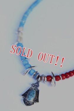 画像2: 「Mt.hill」Thunderbird Pendant with High Grade Turquoise ＆ White Heart Beads Necklace Type A マウントヒル サンダーバード ペンダント ビーズネックレス キングマンターコイズ [220827-1]