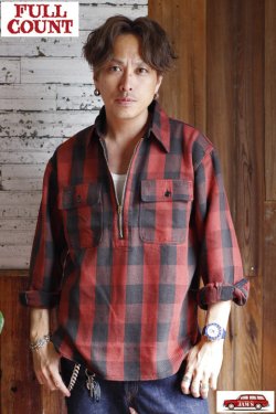 画像11: 「FULLCOUNT」Half Zip Pullover Classic Buffalo Check フルカウント ハーフジップ プルオーバーシャツ バッファローチェック [レッド]