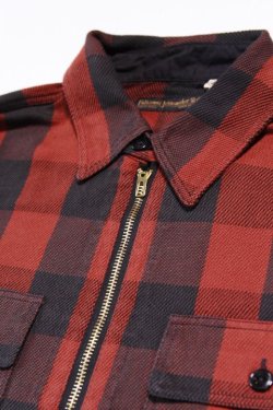 画像2: 「FULLCOUNT」Half Zip Pullover Classic Buffalo Check フルカウント ハーフジップ プルオーバーシャツ バッファローチェック [レッド]