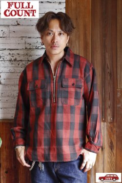 画像7: 「FULLCOUNT」Half Zip Pullover Classic Buffalo Check フルカウント ハーフジップ プルオーバーシャツ バッファローチェック [レッド]