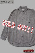 「CAL O LINE」HOUNDSTOOTH WORK SHIRT キャルオーライン 千鳥格子 フランネル ワークシャツ CL222-032 [ブラック×ホワイト]