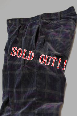 画像5: 「CAL O LINE」CORDUROY 2TUCK PANTS キャルオーライン チェックプリント 太畝コーデュロイ 2タックパンツ CL212-097 [グリーン×パープル]