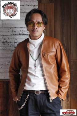 画像12: 「STRANGE TRIP」COLLARLESS SINGLE LEATHER JACKET ストレンジトリップ カラーレス シングル レザージャケット [ブラウン]