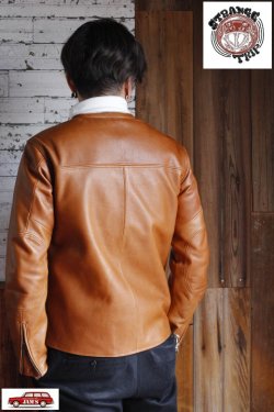 画像11: 「STRANGE TRIP」COLLARLESS SINGLE LEATHER JACKET ストレンジトリップ カラーレス シングル レザージャケット [ブラウン]