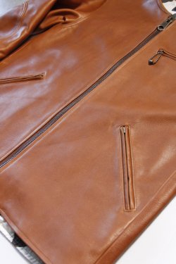 画像4: 「STRANGE TRIP」COLLARLESS SINGLE LEATHER JACKET ストレンジトリップ カラーレス シングル レザージャケット [ブラウン]