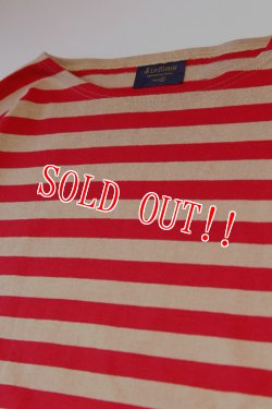 画像2: 「CAL O LINE」×「Le Minor」DEADSTOCK FABRIC BRETON MARINE キャルオーライン ルミノア デッドストック生地 バスク ボーダーTシャツ CLMW-220 [レッド×ベージュ]