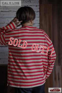 画像7: 「CAL O LINE」×「Le Minor」DEADSTOCK FABRIC BRETON MARINE キャルオーライン ルミノア デッドストック生地 バスク ボーダーTシャツ CLMW-220 [レッド×ベージュ]