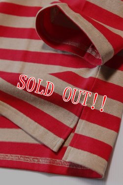 画像4: 「CAL O LINE」×「Le Minor」DEADSTOCK FABRIC BRETON MARINE キャルオーライン ルミノア デッドストック生地 バスク ボーダーTシャツ CLMW-220 [レッド×ベージュ]