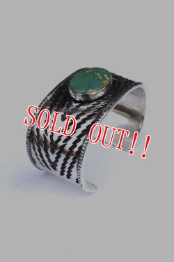 画像2: 「Mt.hill」 Rug Pattern Cuff with Turquoise マウントヒル ラグパターン カフバングル ロイストンターコイズ [20230108]