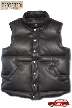 画像1: 「FINE CREEK ＆Co.」Deerskin Down Vest ”Law” ファインクリーク・アンド・コー ディアスキン ダウンベスト ロー ACVE003 [ブラック]