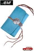 「Mt.hill」Leather Wallet with Silver Concho マウントヒル レザーウォレット [ターコイズブルー]