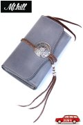 「Mt.hill」Leather Wallet with Silver Concho マウントヒル レザーウォレット [シルバーグレー]