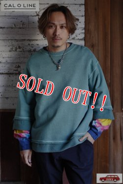 画像11: 「CAL O LINE」×「YUKI D.Y.E」TIE DIE FOOTBALL L/S Tee キャルオーライン タイダイ フットボール 長袖Tシャツ  CYW-313 [ネイビー]