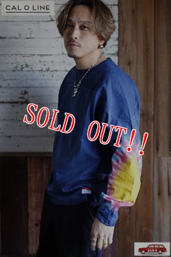 画像8: 「CAL O LINE」×「YUKI D.Y.E」TIE DIE FOOTBALL L/S Tee キャルオーライン タイダイ フットボール 長袖Tシャツ  CYW-313 [ネイビー]