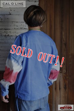 画像9: 「CAL O LINE」×「YUKI D.Y.E」TIE DIE FOOTBALL L/S Tee キャルオーライン タイダイ フットボール 長袖Tシャツ  CYW-121 [ブルー]