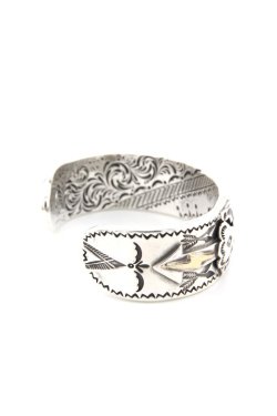 画像5: 「Mt.hill」Peace Cuff with 18K Thunderbolt マウントヒル ピースカフ バングル サンダーボルト カスタム [シルバー× K18]