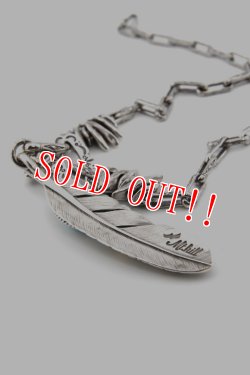 画像4: 「Mt.hill」Feather Neacklace with TQ & Gold Rose＆Thunder Silver Chain マウントヒル フェザーネックレス ゴールドローズ＆サンダー シルバーチェーン ストーミーマウンテンターコイズ [230514]