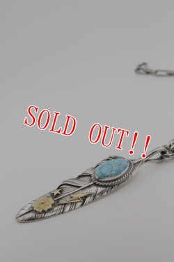画像3: 「Mt.hill」Feather Neacklace with TQ & Gold Rose＆Thunder Silver Chain マウントヒル フェザーネックレス ゴールドローズ＆サンダー シルバーチェーン ストーミーマウンテンターコイズ [230514]