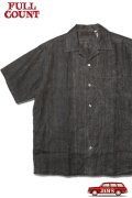「FULLCOUNT」Ink-Cake Dye Linen Open Collar Shirt フルカウント 墨染め リネン オープンカラーシャツ  [スミクロ]
