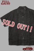 「FULLCOUNT」Ink-Cake Dye Linen Open Collar Shirt フルカウント 墨染め リネン オープンカラーシャツ  [スミクロ]