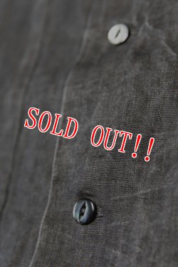 画像5: 「FULLCOUNT」Ink-Cake Dye Linen Open Collar Shirt フルカウント 墨染め リネン オープンカラーシャツ  [スミクロ]