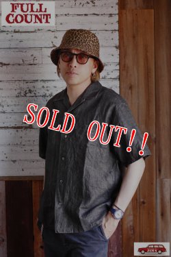 画像10: 「FULLCOUNT」Ink-Cake Dye Linen Open Collar Shirt フルカウント 墨染め リネン オープンカラーシャツ  [スミクロ]