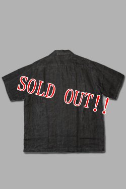 画像7: 「FULLCOUNT」Ink-Cake Dye Linen Open Collar Shirt フルカウント 墨染め リネン オープンカラーシャツ  [スミクロ]