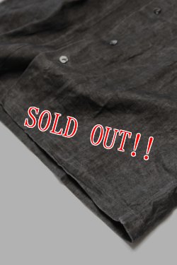 画像6: 「FULLCOUNT」Ink-Cake Dye Linen Open Collar Shirt フルカウント 墨染め リネン オープンカラーシャツ  [スミクロ]