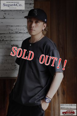 画像7: 「Sugar & Co.」Beach Base Ball Shirt シュガーアンドカンパニー ビーチ ベースボールシャツ プライムフレックス素材 [ブラック]