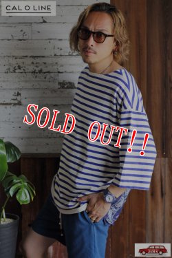 画像8: 「CAL O LINE」×「KOTSUBO」VINTAGE BANDANA BASQUE BORDER S/S Tee キャルオーライン ヴィンテージ バンダナ バスク ボーダー 半袖 Tシャツ CKTW-211 [ブルー]