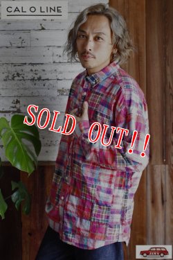 画像9: 「CAL O LINE」MADRAS PATCH WORK B.D. SHIRT キャルオーライン マドラスパッチワーク ボタンダウンシャツ CL221-012 [ピンク]