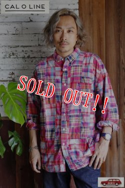 画像11: 「CAL O LINE」MADRAS PATCH WORK B.D. SHIRT キャルオーライン マドラスパッチワーク ボタンダウンシャツ CL221-012 [ピンク]