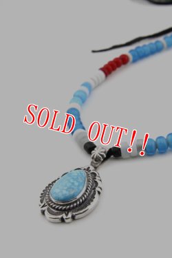 画像2: 「Mt.hill」Turquoise Pendant with Whiteheart Beads Blue & Red マウントヒル ターコイズペンダント キングマンターコイズ [230923]