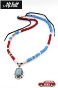 「Mt.hill」Turquoise Pendant with Whiteheart Beads Blue & Red マウントヒル ターコイズペンダント ターコイズマウンテンターコイズ [230923]