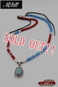 【One of a Kind】「Mt.hill」Turquoise Pendant with Whiteheart Beads Blue & Red マウントヒル ターコイズペンダント ターコイズマウンテンターコイズ [230923]