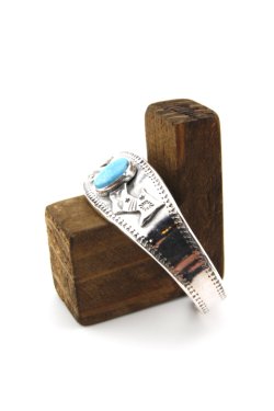 画像3: 【One of a Kind】「Mt.hill」 Crown Cuff Plain Slim Broken Arrow with TQ マウントヒル クラウンバングル ブロークンアロー キングマンターコイズ [230923]