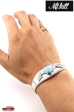 画像6: 【One of a Kind】「Mt.hill」 Crown Cuff Plain Slim Broken Arrow with TQ マウントヒル クラウンバングル ブロークンアロー キングマンターコイズ [230923]