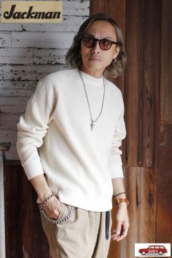 画像9: 「Jackman」 Waffle Mid-Neck ジャックマン ワッフル ミッドネック JM7200 [アイボリー]