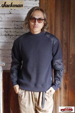 画像6: 「Jackman」×「Lavenham」 Waffle Armored Midneck ジャックマン × ラベンハム アーマード ワッフル ミッドネック JM7365LV「ランプ ブラック」