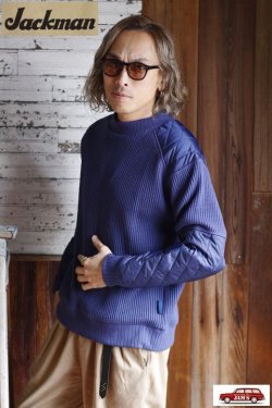 画像7: 「Jackman」×「Lavenham」 Waffle Armored Midneck ジャックマン × ラベンハム アーマード ワッフル ミッドネック JM7365LV「ハーバー ブルー」