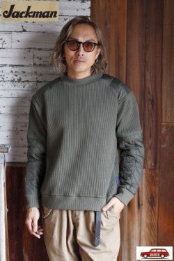 画像6: 「Jackman」×「Lavenham」 Waffle Armored Midneck ジャックマン × ラベンハム アーマード ワッフル ミッドネック JM7365LV「オリーブ グリーン」