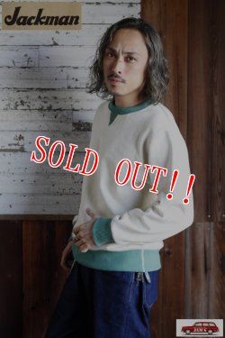 画像7: 「Jackman」 GG Sweat Crewneck 2Tone ジージースウェット クルーネック 度詰コットン JM7292 [アイボリー×グリーン ]
