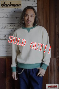 画像6: 「Jackman」 GG Sweat Crewneck 2Tone ジージースウェット クルーネック 度詰コットン JM7292 [アイボリー×グリーン ]