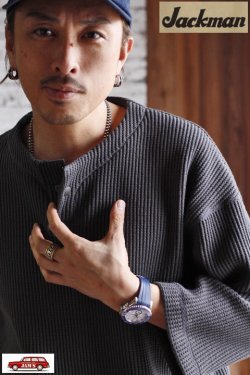 画像11: 「Jackman」Waffle Himo Henley ジャックマン ワッフル ヒモヘンリーネック JM7400 [スミクロ]