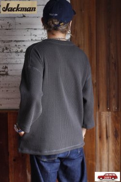 画像9: 「Jackman」Waffle Himo Henley ジャックマン ワッフル ヒモヘンリーネック JM7400 [スミクロ]