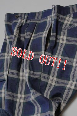 画像3: 「ILL180°」LINEN PLAID 2-TUCK PANTS イルワンエイティ リネン 2タック チェックパンツ ILL241-35 [ネイビー]