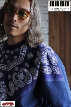 画像11: 「ILL180°」×「KOTSUBO」VINTAGE BANDANA SWEAT SHIRT イルワンエイティ ヴィンテージバンダナ スウェットシャツ ILL241-11L [ネイビー]